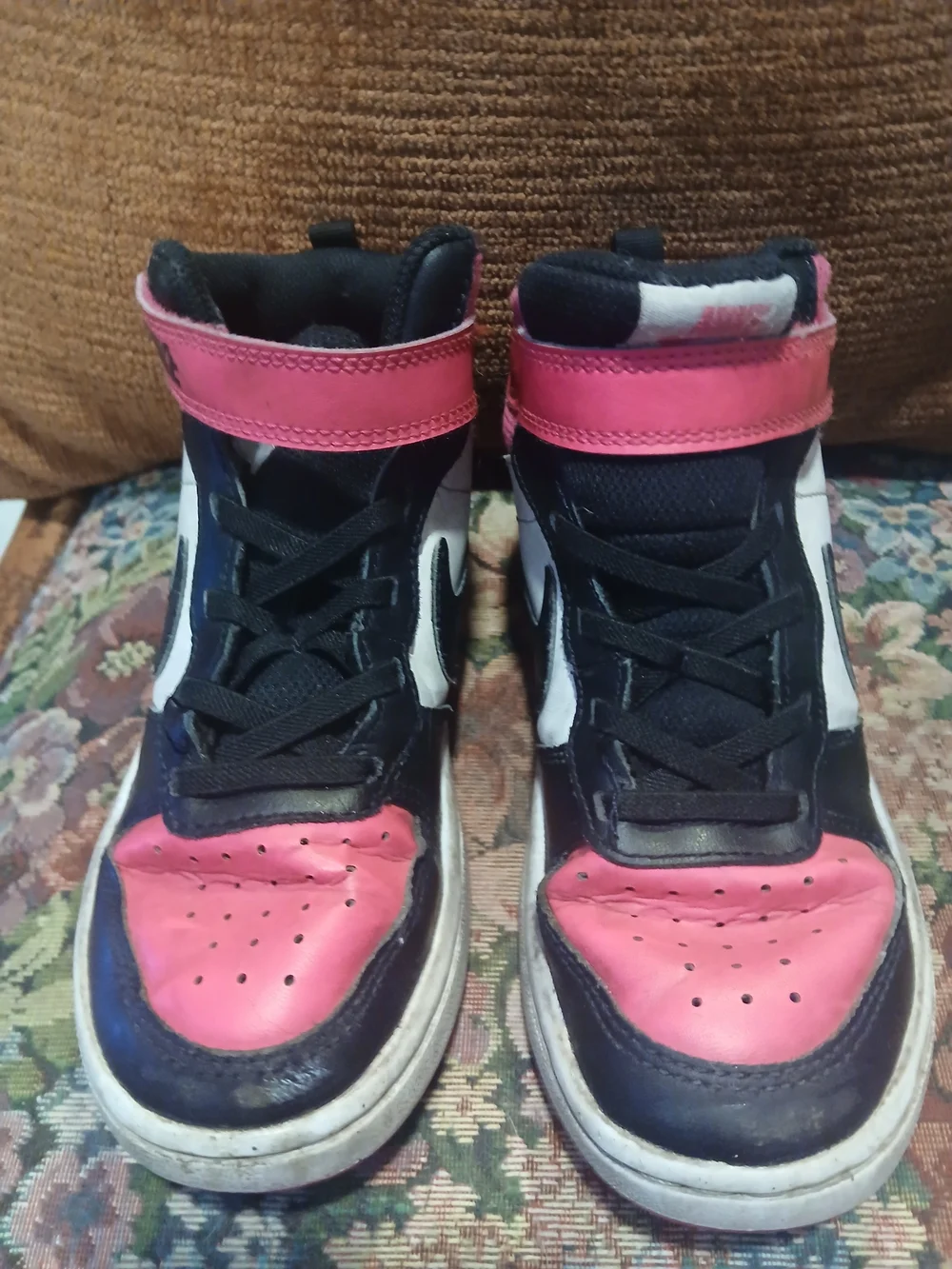 Nike Kids' High-Top Sneakers in Pink, Black & White